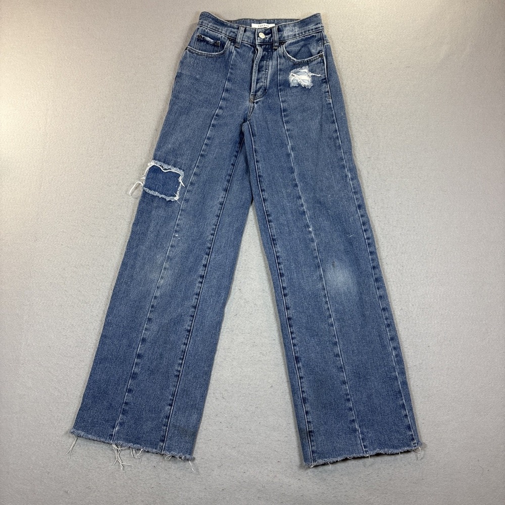 Pacsun Baggy Jeans Button Fly Women's 23 Distressed Raw Hem Skater Bohemian